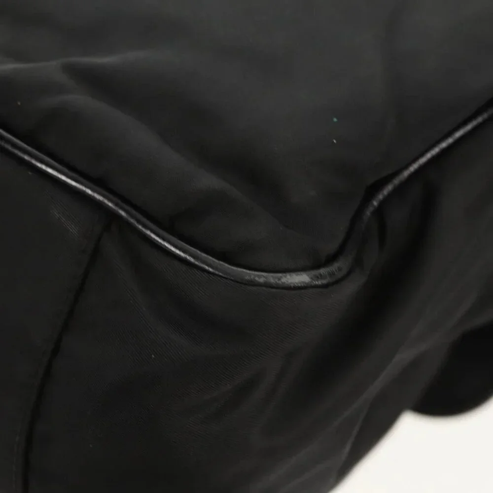 PRADA Business Bag Nylon Leather Black Silver Auth bs31717